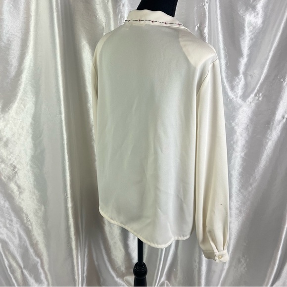 Vintage Embroidered Cream Button Down Shirt | Size 10 | Cottagecore Academia - Picture 12 of 16